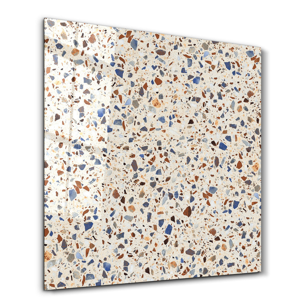 Coastal Terrazzo Square Art | Glass Wall Art