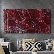 Rare Burgundy Marble Trio | Glass Wall Art
