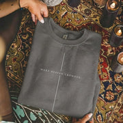 [COMFORT T-SHIRT] Make Heaven Crowded Minimalist Cross Line Design - Minimalist Faith