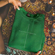 [COMFORT T-SHIRT] Make Heaven Crowded Minimalist Cross Line Design - Minimalist Faith