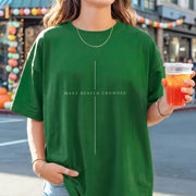 [COMFORT T-SHIRT] Make Heaven Crowded Minimalist Cross Line Design - Minimalist Faith