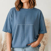 [COMFORT T-SHIRT] Make Heaven Crowded Minimalist Cross Line Design - Minimalist Faith