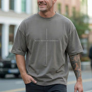[COMFORT T-SHIRT] Make Heaven Crowded Minimalist Cross Line Design - Minimalist Faith