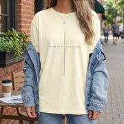 [COMFORT T-SHIRT] Make Heaven Crowded Minimalist Cross Line Design - Minimalist Faith