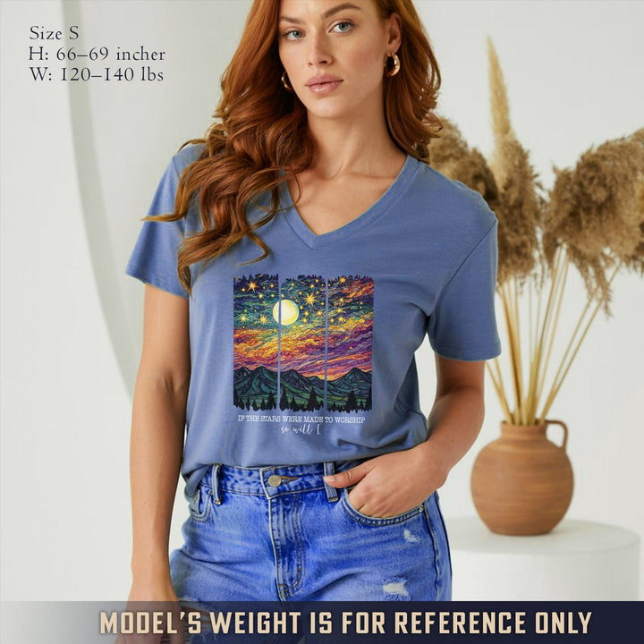 If The Stars Were Made To Worship Landscape - V-Neck Christian Shirt