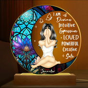 Yoga I Am Divine - Personalized 3D Led Light Wooden Base - Custom Gift for Yourself, Yoga Lovers