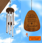 Custom Memorial Gift - In Your Heart I'll Always Be - Personalized Wind Chimes | Sympathy , Bereavement, Family Memory, Condolence Gift for Pet Loss, Dog & Cat Lover