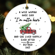 Funny Retirement Christmas - Personalized Circle Ceramic Ornament - Gifts for Retiree Retirement Party Gifts for Coworker Retiring