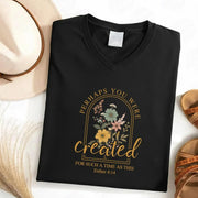 Created For Such A Time As This Floral Arch Design V-Neck Christian Shirt - Faith Floral