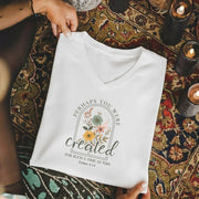 Created For Such A Time As This Floral Arch Design V-Neck Christian Shirt - Faith Floral
