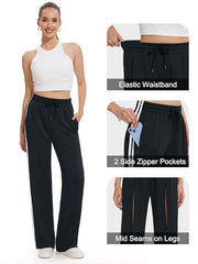 Tapata Women's 26/28/30/32/34/36 Inseam Track Pants Loose Straight Leg Jogging Sweatpants Warm-Up Sports Athletic Running