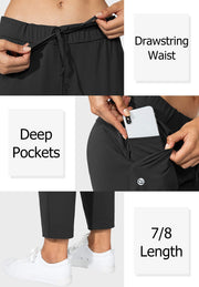 G Gradual Women's Pants with Deep Pockets 7/8 Stretch Ankle Sweatpants | Golf, Athletic, Travel, Lounge, Business Casual, Teacher, Drawstring Waist, Butter Soft 4-Way Stretch, Lightweight
