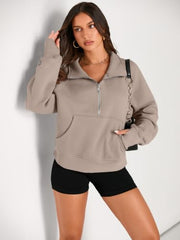 AUTOMET Womens Sweatshirts Half Zip Fleece Pullover Fall Outfits | Fall Fashion Clothes 2026,Cropped Sweatshirt,Cute Y2k Tops,Quarter Zipper Clothes,Winter Loungwear Outfits
