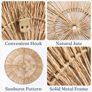 CHI AN HOME Wicker 23 Inch Jute Wall Decor Baskets, Set of 6 Extra Large Woven Jute Wall Plates, 23",21",15",13",12,10", Decorative Baskets for Wall Arts, Wall Hanging for Bedroom, Living Room, Office