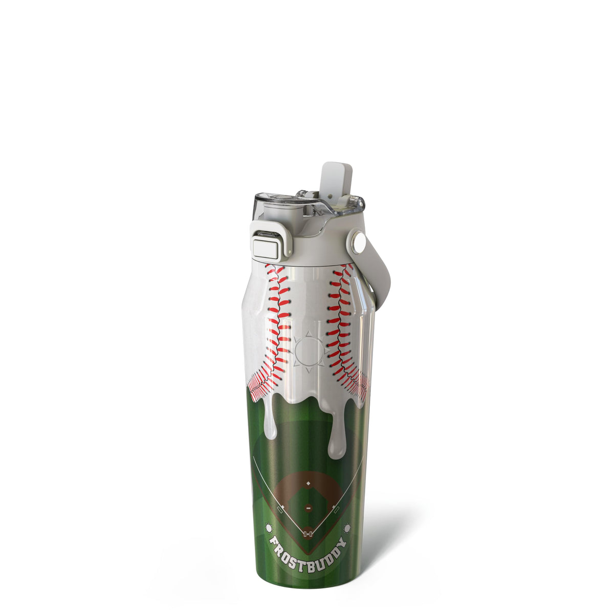 Frost Buddy 24oz Insulated Water Bottle - Straw & Chug Lid - Leak-Proof | Baseball Lifestyle Water Bottle Kids, Ice Cream Drip Baseball Water Bottle