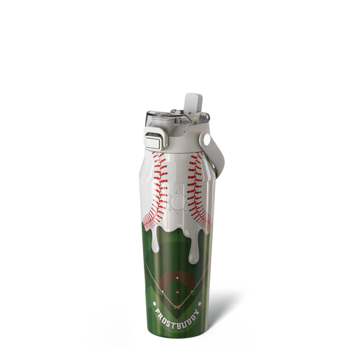 Frost Buddy 24oz Insulated Water Bottle - Straw & Chug Lid - Leak-Proof | Baseball Lifestyle Water Bottle Kids, Ice Cream Drip Baseball Water Bottle