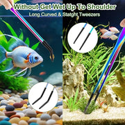 OLIISS Iridescent Reptile Feeding Tongs with Rubber Tips, 10.6", 2 Pack | Straight & Curved, Stainless Steel, Secure Grip, Feeder Tools for Bearded Dragons, Geckos & Lizards, Terrarium Tank Supplies