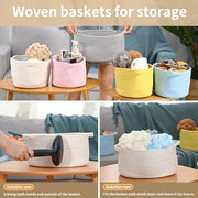Happyiren Medium Woven Cotton Rope Basket, Empty DIY Gift Basket for Burr | Great for Baby Shower, Birthday & Decor, Cute Decorative Storage Organizer, 13" x 8" x 6"