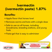 Ivermectin Paste Dewormer - 6.08g dose @ 1.87%-Apple Flavored, 3 Count