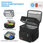 MIYCOO Lunch Bag & Lunch Box for Men Women, Double Deck & Leakproof | Insulated Soft Large Adult Camping Cooler bag for Work, Beach, Picnic, Travel (Black, 15L)