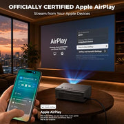 Smart Projector-4K with Wifi Bluetooth, AI Auto Focus Keystone Outdoor Home Theater VIDAA Movie Projector Built-in Apps, 60W Dolby, Airplay, Voice Control, Live TV, Ceiling, Gaming, Camping