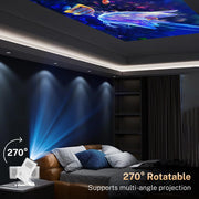 Built-in Apps 1080P 4K Support Mini Projector with Android 14, Phone Remote | Portable Smart Projector with WiFi 6 and Bluetooth 5.4 for Bedroom Auto Keystone Compatible with Netflix/iOS/HDMI/TV Stick X1