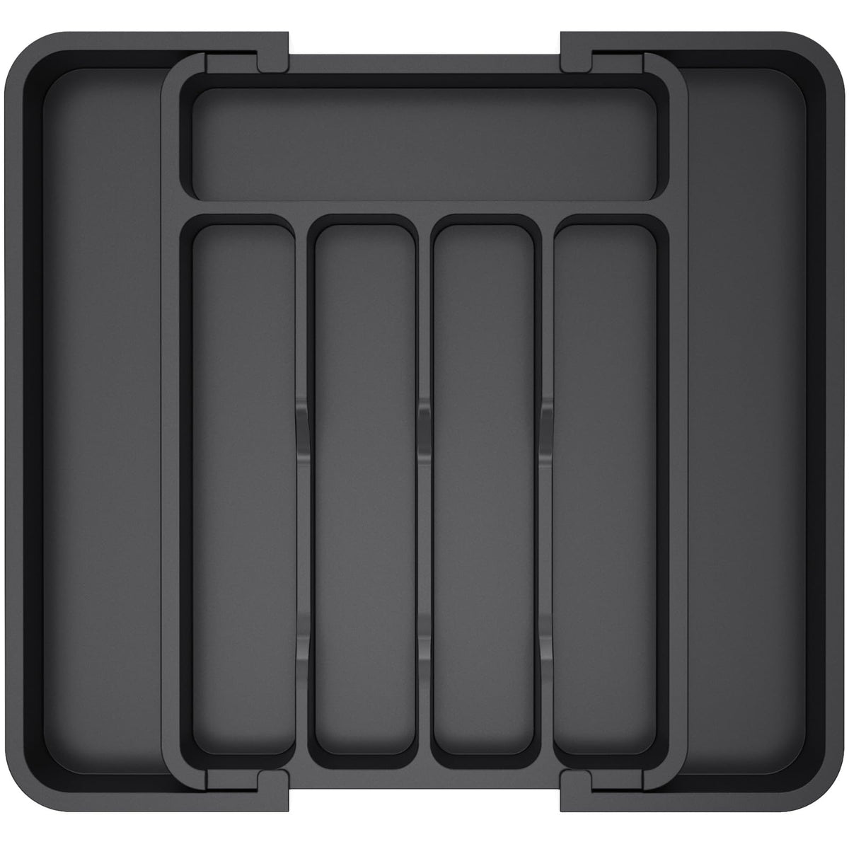 Lifewit Expandable Cutlery Drawer Organiser, 5-7 Compartments Utensil Tray | Adjustable Kitchen Drawer Dividers for Spoons Forks Knives, Plastic Storage Holder, 22-36 x 30cm, Small, Black