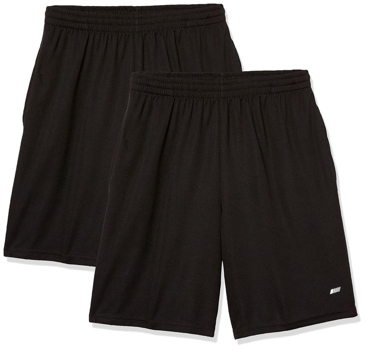 Amazon Essentials Men's Athletic Basketball Gym Shorts, Breathable Moisture Wicking, Loose-Fit Performance Tech, Pack of 2