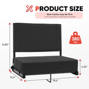 Sekey Stadium Seats with Back Support - 18.4" Wide | 3.2" Thick Cushion, Backrest, Larger Seating Area, 380 lbs, Locking Bleacher Clips, for Outdoor Events