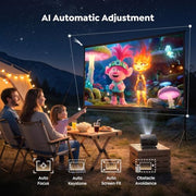 Portable Smart Projector [Bundled with Google TV Stick 14.0 & 4K Support & Dolby] with WiFi and Bluetooth HDR10,Ceiling Mini Movie Short Throw Projector Outdoor Auto Focus for Home Theater Bedroom