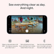 Google Nest Cam Indoor (Wired, 3rd Gen) - Security Camera - 2025 - Snow | 2K video, motion detection, color night vision, 2-way audio, works with Google Home and Gemini, intelligent alerts