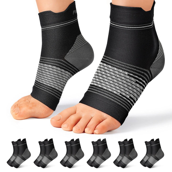 PAPLUS 6 Pairs Compression Socks Women & Men for Plantar Fasciitis Relief | Open Toe Ankle Brace with Arch & Ankle Support, Plantar Fasciitis Socks for Achilles Tendonitis Relief, Heel Pain & Swelling