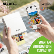 Nelko PP01 Photo Printer, 2x3 Portable Photo Printer, Mini Printer, White | Instant Color Inkjet Printer for Smartphone, Sticky-Back Photos, Bluetooth Compatible with iOS & Android, AI App Editing