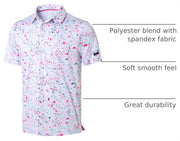 Obla Men's Golf Polo Shirts Print Short Sleeve Dry Fit Collared Shirt | Moisture Wicking, Performance, Lightweight, Casual, Polo Shirts for Men