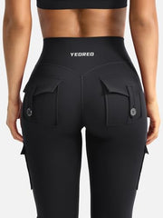 YEOREO CoreFlex Women Workout Flare Leggings | Hidden Scrunch, High Waisted, Cargo Pockets, Gym, Yoga, No Front Seam, Buttery Soft, 28"/30"/32"/34"