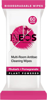 INEOS Antibac Multi-Room Biodegradable Wipes, Rhubarb + Pomegranate, 60ct
