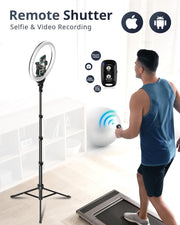 UBeesize 12" LED Ring Light with 62" Tripod Stand, Phone Holder & Remote | Dimmable Selfie Light for Video Recording, Live Streaming, TikTok, YouTube, Makeup, Compatible with iPhone & Android (Black)