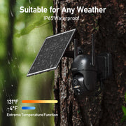 SEHMUA 4G LTE Cellular Solar Security Camera Wireless Outdoor, No Wi-Fi Solar Powered Camera, 360° Live View, 2K Color Night Vision, PIR Motion Sensor, Two-Way Talk, Built-in SIM Card