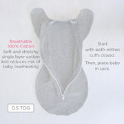 SwaddleDesigns Transitional Swaddle Sack, Cotton, Heathered Jadeite, 0-3mo | Arms Up Half-length Sleeve Partially Suppress Moro reflex, Most Gradual Transition Swaddle for Newborn, Safe for Rolling Baby