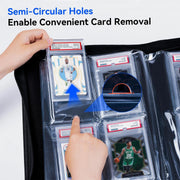 Graded Card Binder 4 Pocket, Holds 40 PSA Slabs for PSA CGC CSG Slabs, J254 | Waterproof Premium PU Leather,Ringless Side Loading, Acid-Free PVC-Free Pages for MTG, TCG, Anime Game & Sports Cards