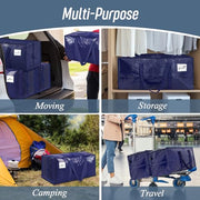 6 Pack Extra Heavy Duty Large Moving Bags with Strong Zipper, Dark Blue | Comfortable Handles, Sturdy & Durable Clothes Storage Bags Totes Bins, Blue Packing Moving Boxes for College Supplies