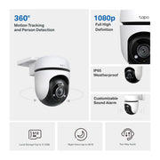 TP-Link Tapo 1080P Outdoor Wired Pan/Tilt Security Camera, C500 | 360° View, Motion Tracking, Works with Alexa & Google Home, Night Vision, Free AI Detection, Cloud & SD Card Storage