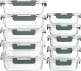 MCIRCO 10 Pack Glass Food Storage Containers with Lifetime Locking Lids Airtight for Microwave, Oven, Freezer and Dishwasher