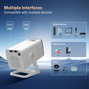 Built-in Apps 1080P 4K Support Mini Projector with Android 14, Phone Remote | Portable Smart Projector with WiFi 6 and Bluetooth 5.4 for Bedroom Auto Keystone Compatible with Netflix/iOS/HDMI/TV Stick X1