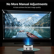 HAPPRUN 1500 ANSI Smart Outdoor Projector, Built-in Apps, 30W Dolby Audio | 4K Decoding,Auto Focus,10K+ Apps,Movie Projector with WiFi Bluetooth,Portable Indoor Proyector Compatible with Phone/TV Stick