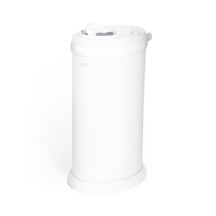 Ubbi Stainless Steel Diaper Pail, No Special Bags, Odor-Locking, White | Award-Winning Registry Must-Have, Childproof Safety Lid with Lock, Holds Up To 55 Newborn Diapers, Modern Nursery Essential