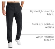 Libin Mens Golf Pants Stretch Work Dress Pants 30"/32"/34" Quick Dry Lightweight Casual Comfy Trousers with Pockets