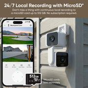 WYZE Duo Cam Pan Indoor/Outdoor IP65 2K 360° Pan/Tilt Smart Home Security Camera with Color Night Vision, Compatible with Alexa & Google Assistant, White