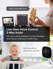 Tapo 1080P Indoor Security Camera, Baby Monitor, Dog Camera, Wired, C100 | Motion Detection, 2-Way Audio, Siren, Night Vision, Cloud & SD Card Storage, Works w/Alexa & Google Home