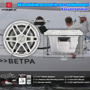 H YANKA HMS-65 6.5 Inch Marine Speakers, Waterproof, 750W, 7Color LED, Pair | 2‑Way marine‑grade coaxial speaker, IP67, salt‑UV resistant for durable long‑lasting use, for boats, utv, atv.